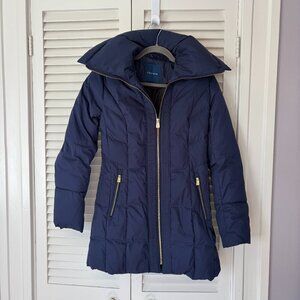 Cole Haan Down Winter Puffer Coat XS navy blue